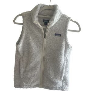 Patagonia White Sherpa Deep Fleece Full Zip Vest Girls Size Medium 10